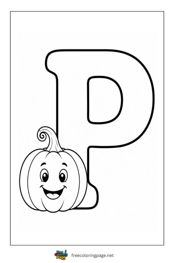 p is for pumpkin coloring page