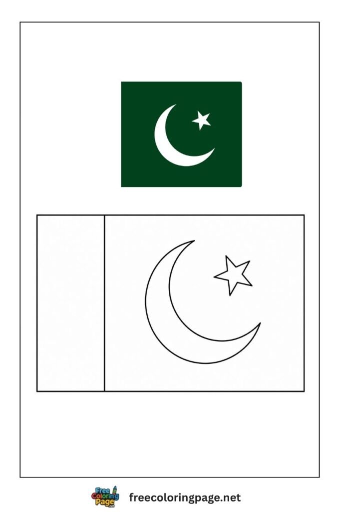 pakistan flag coloring page with colored reference