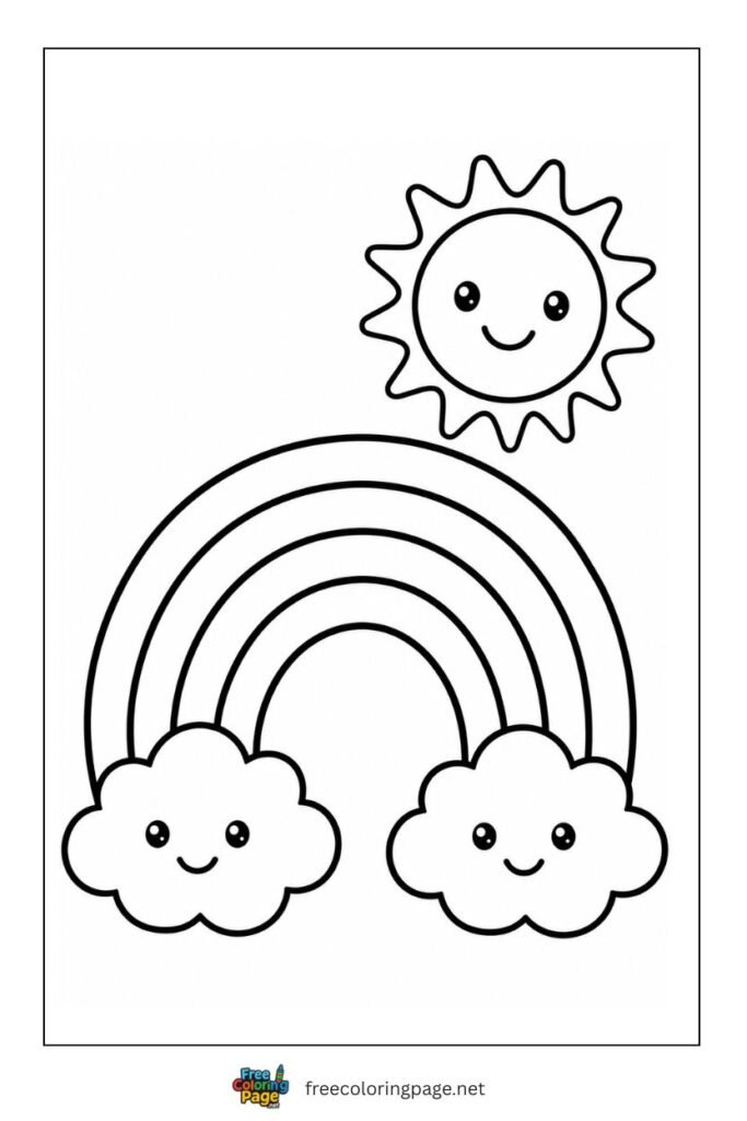 simple rainbow coloring page for preschool