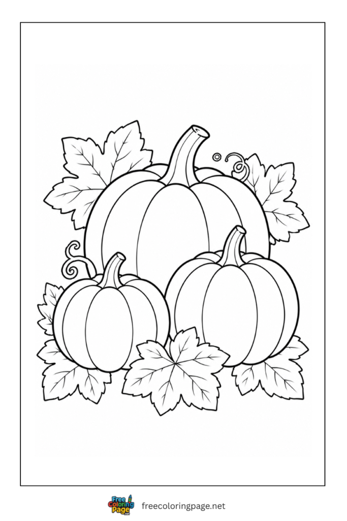 pumpkins and leaves coloring pages for preschool