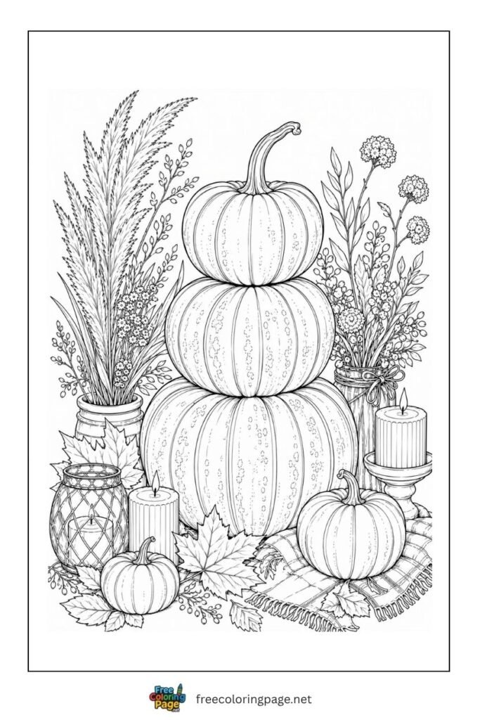 cozy pumpkin coloring page