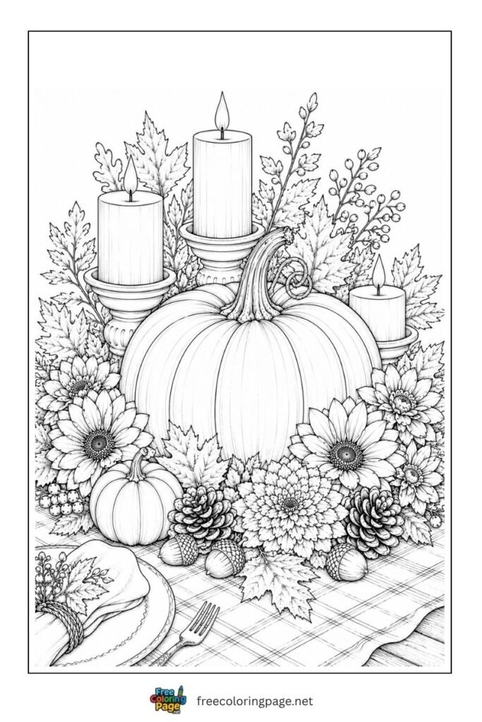 pumpkin in thanksgivng festive coloring page