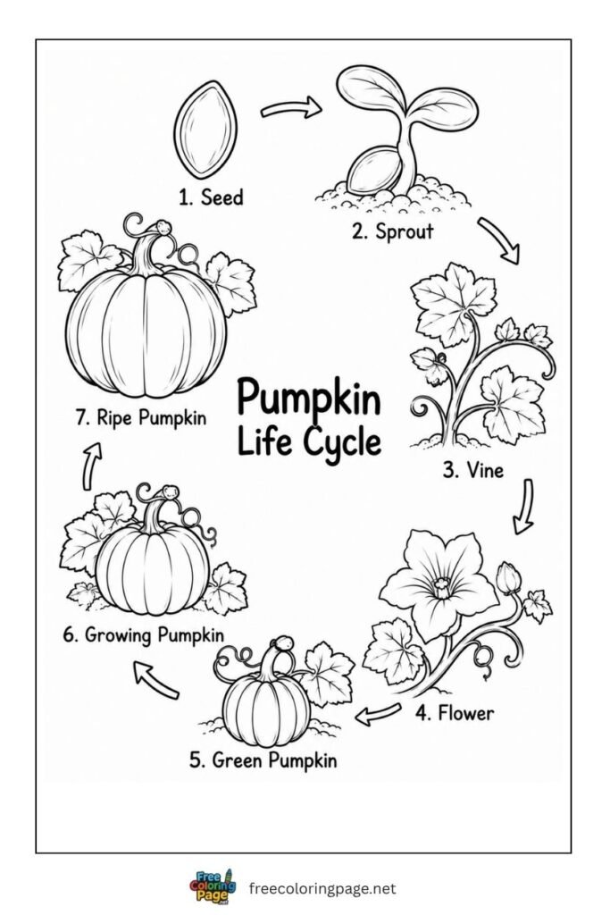 pumpkin lifecycle coloring page