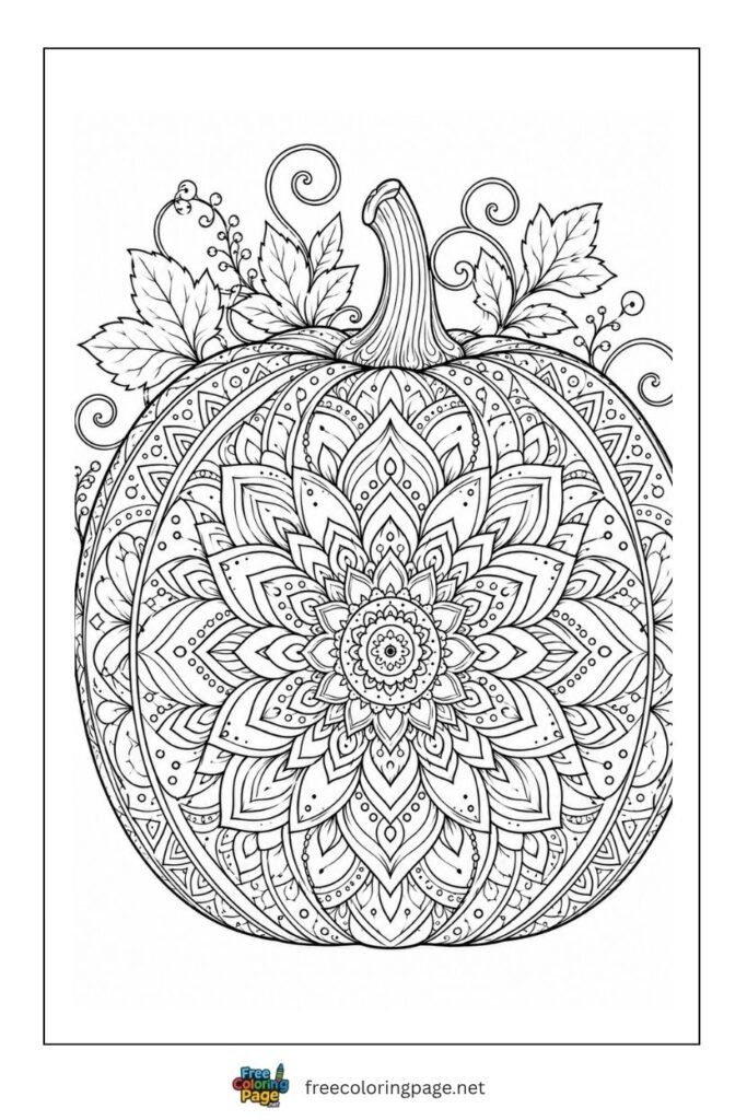 pumpkin mandala coloring page - for adults