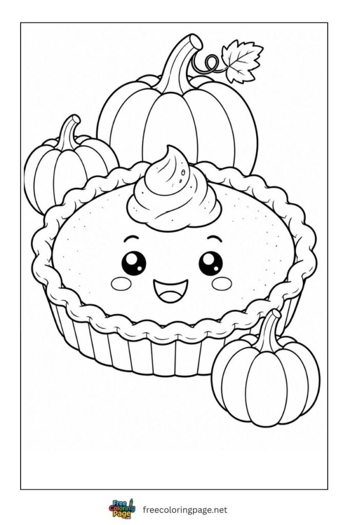 cute pumpkin pie coloring page