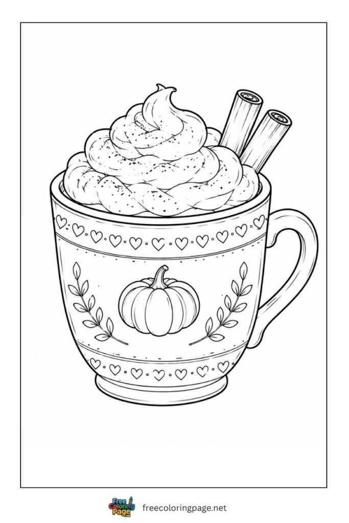 pumpkin spice latte coloring page