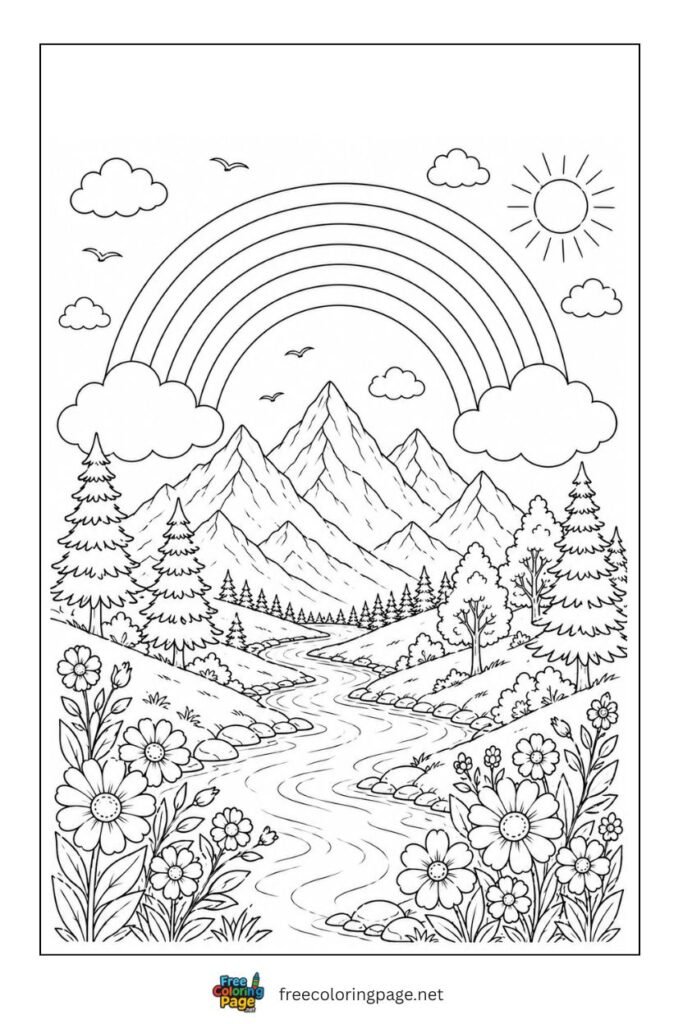 rainbow coloring page for adults