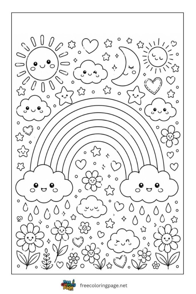 rainbow doodle coloring page