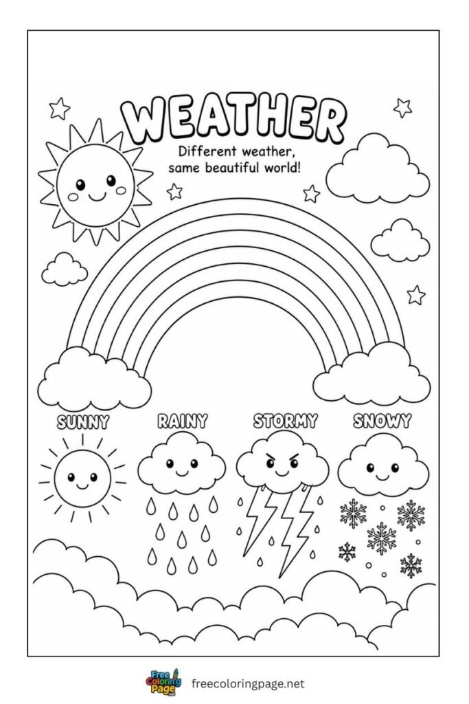 rainbow weather coloring page