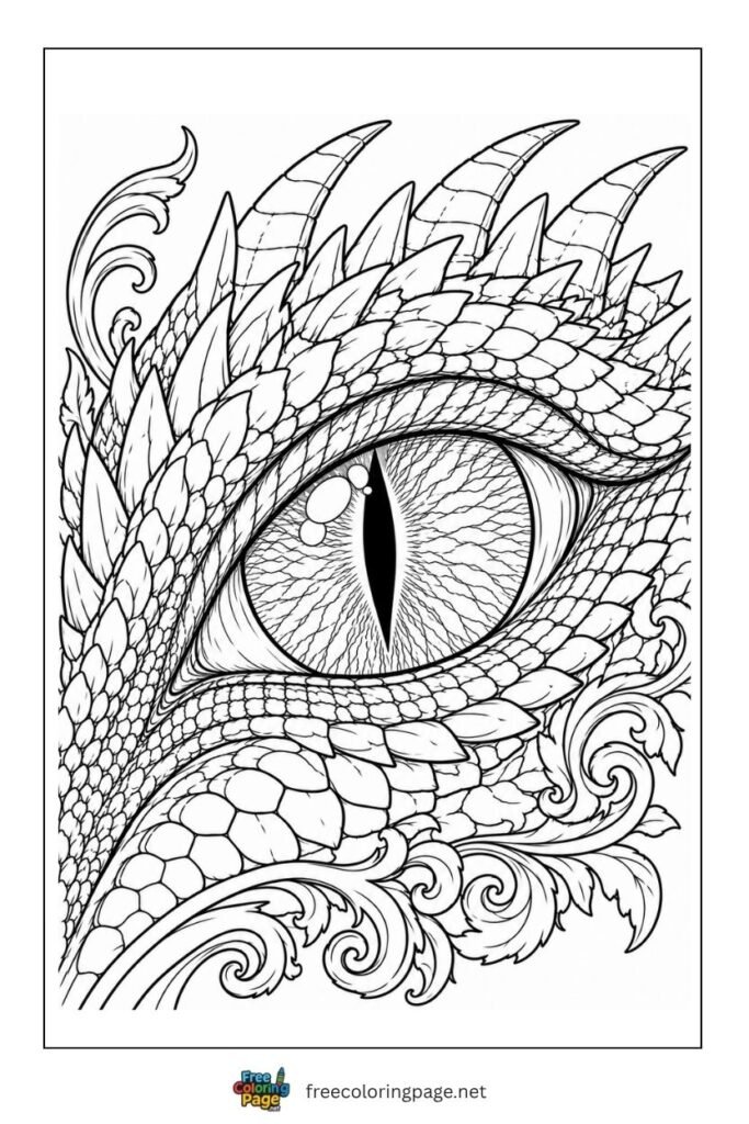 Dragon detailed eye coloring page