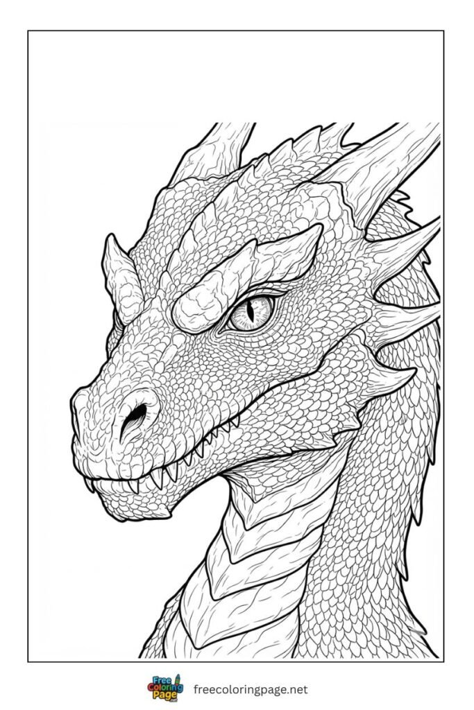detailed dragon head coloring page