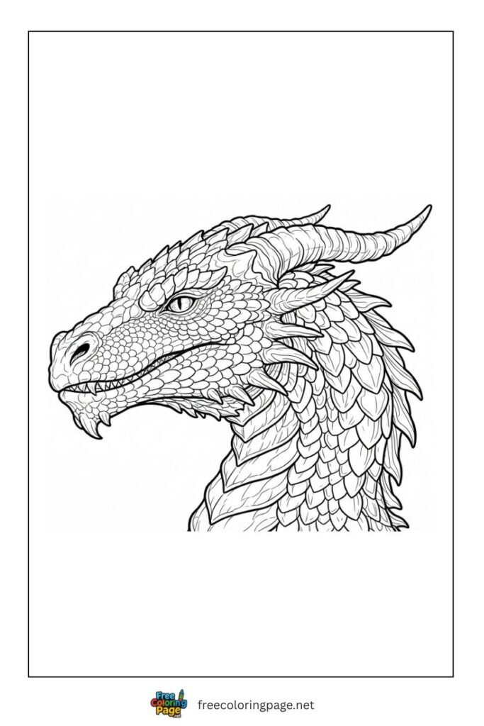 realistic dragon neck coloring page