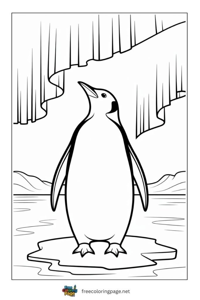 Realistic penguin coloring page