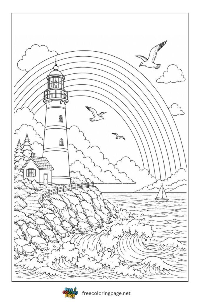 realisitc rainbow coloring page