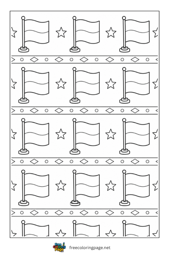 monaco flag repeating pattern coloring page