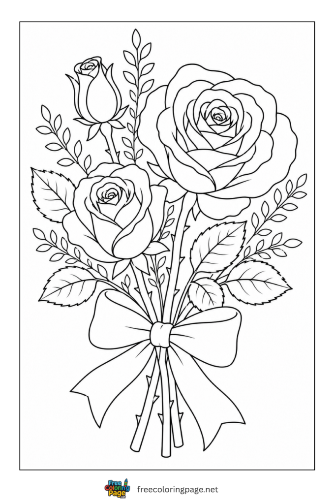rose bouquet coloring page