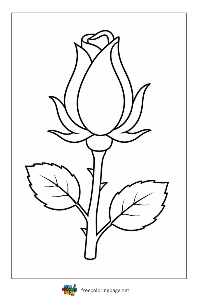 rose bud coloring page