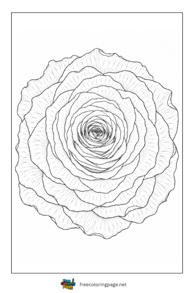 rose top view coloring page