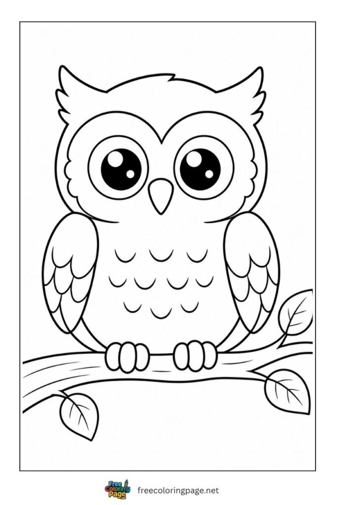 easy owl coloring page  for preschooler