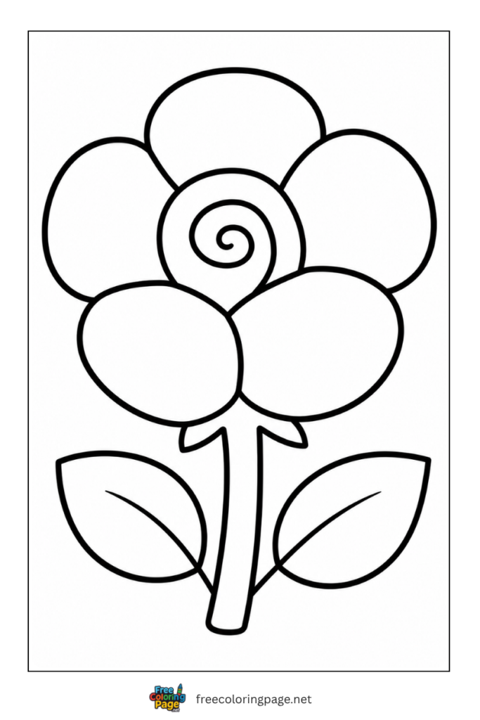 simple rose coloring page for toddlers