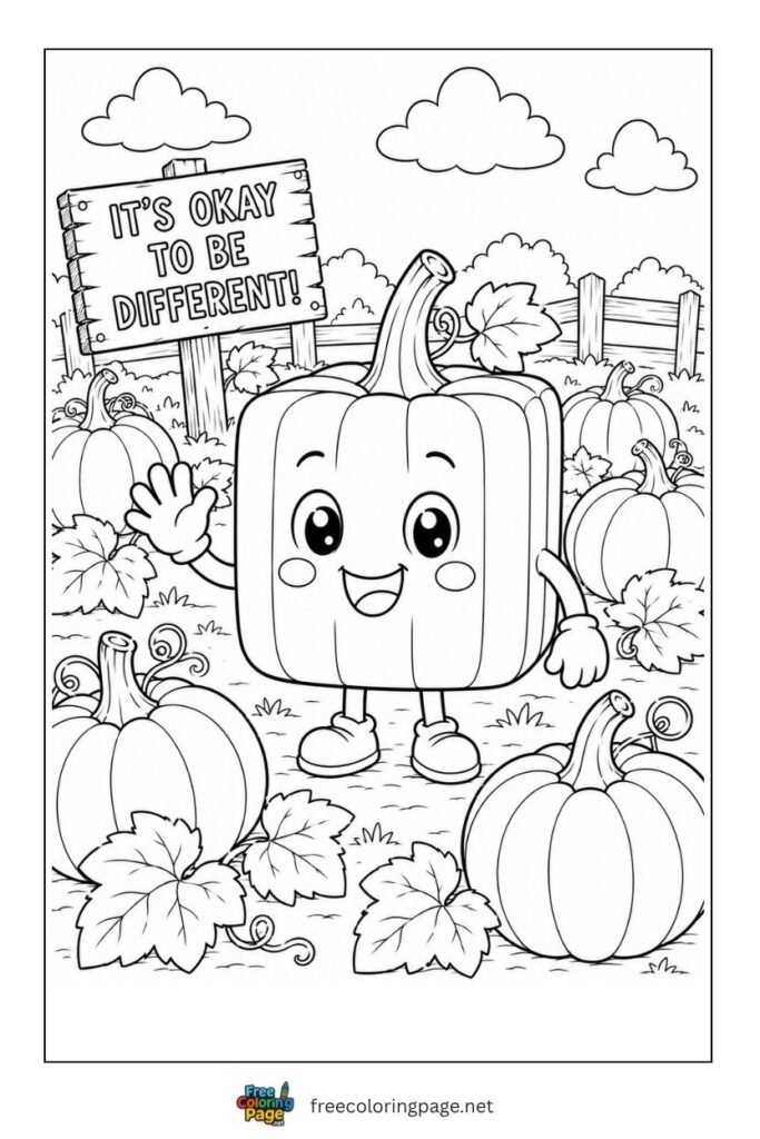 square pumpkin coloring page