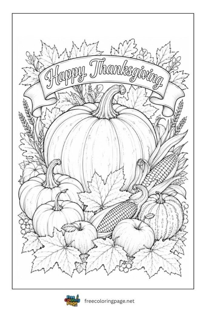 pumpkin thanksgiving coloring page