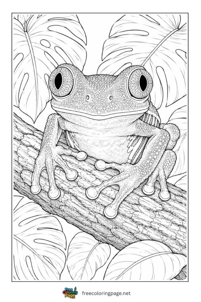 realistic tree frog coloring page