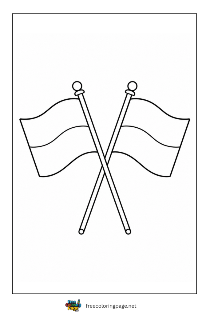 two monaco flags crossed coloring page for kids