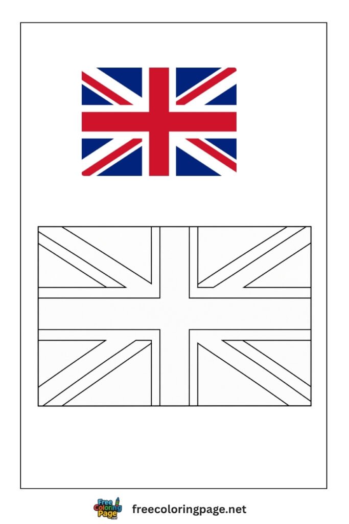 united kingdom flag coloring page with colored reference