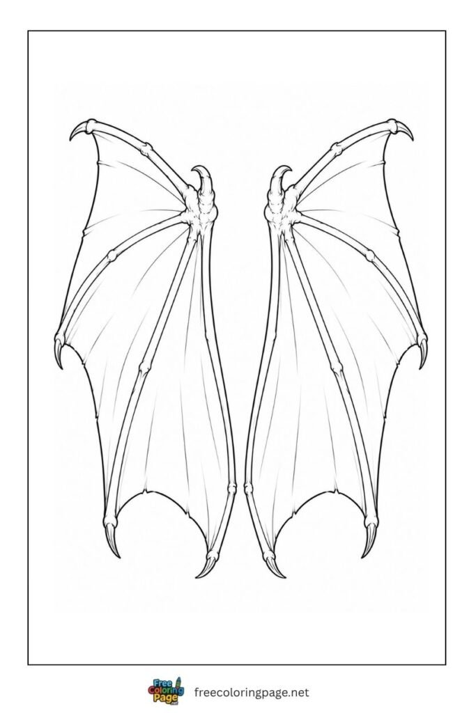 Fire dragon wings coloring page