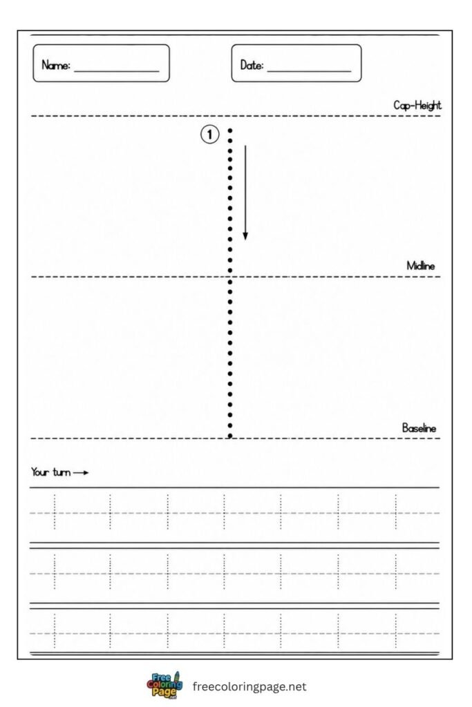 Letter l lowercase tracing worksheet with dotted outline free printable for preschool and kindergarten