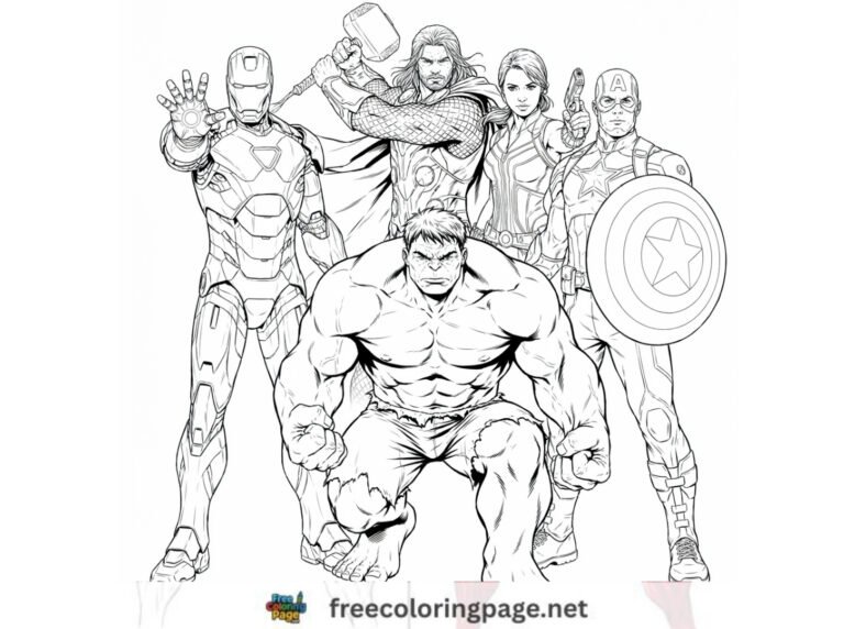 avengers heros are align together avengers coloring pages