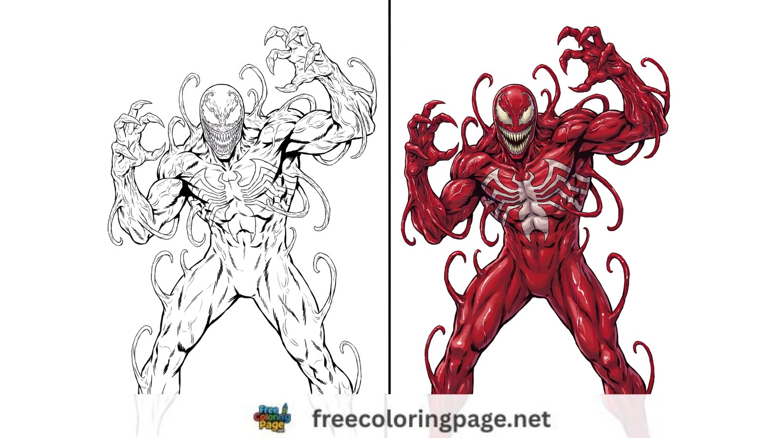 carnage coloring pages colored vs drawing