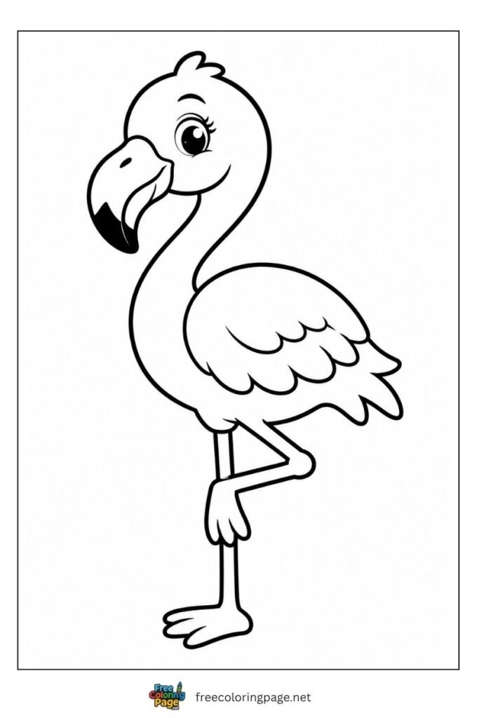 Easy flamingo coloring page for kids