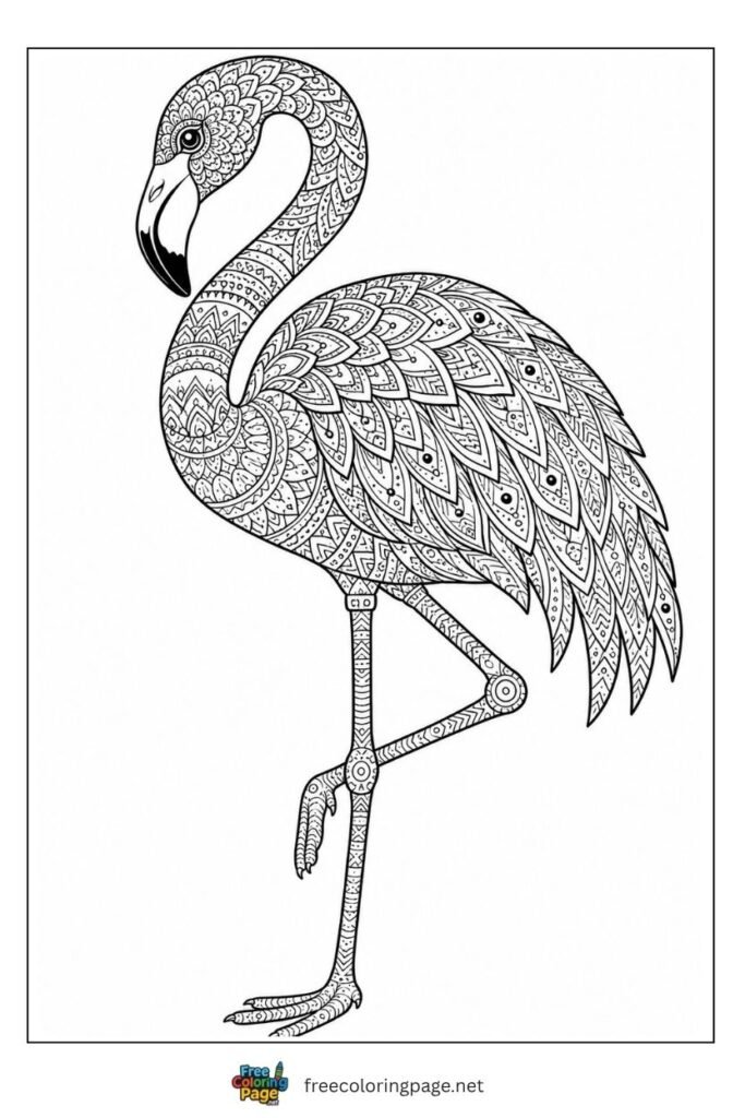 Flamingo zentangle coloring page