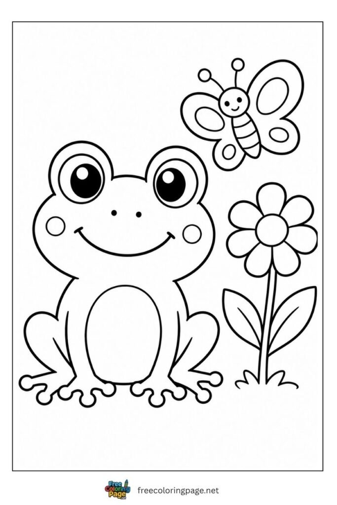 easy frog outline for preschooler coloring page