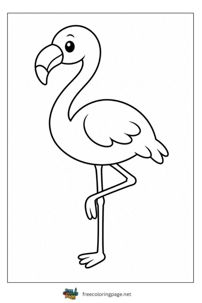 Simple flamingo coloring page for toddlers and preschooler
